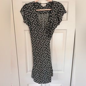 Velvet Floral Midi Wrap Dress